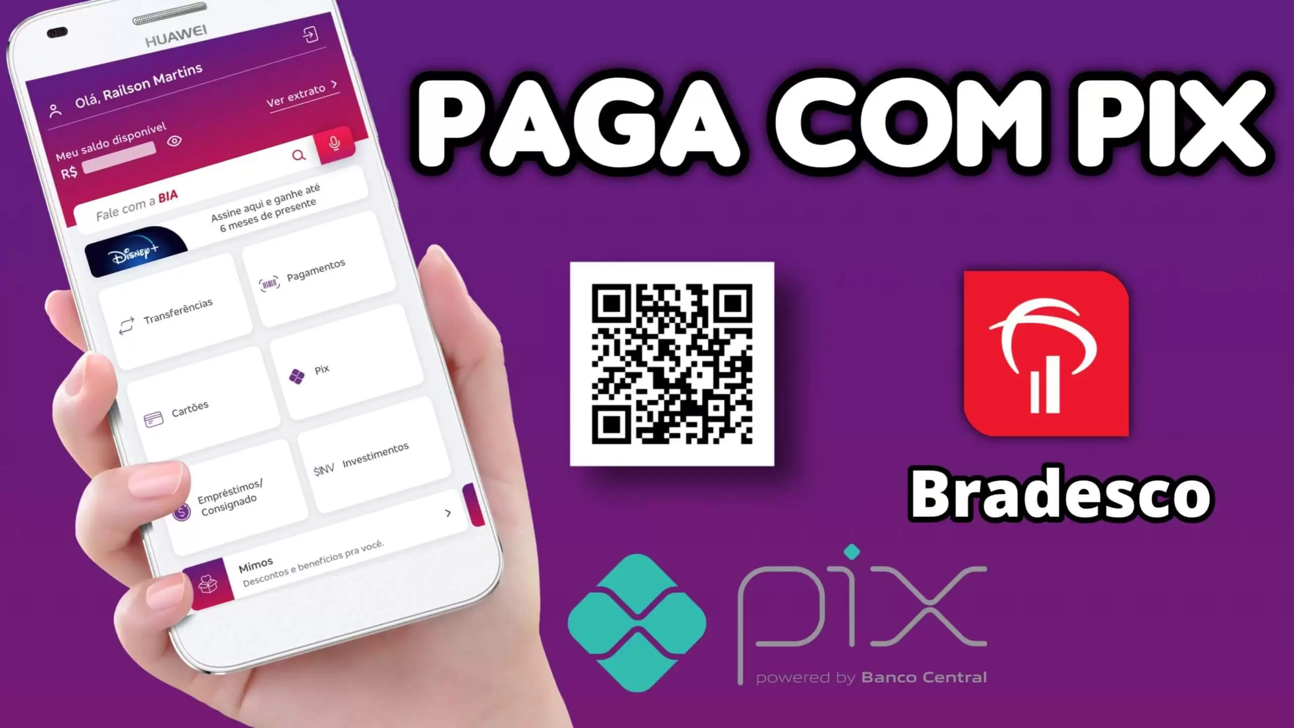 Como pagar com Pix pelo Bradesco app qr code imagem celular